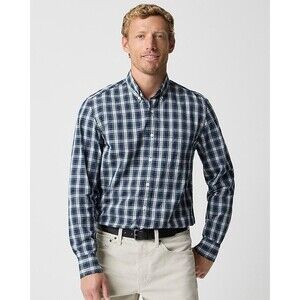 J.Crew Men’s Slim Fit Button Down Shirt Blue Plaid Print Flex Washed- Size Large